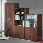 Universal double door cupboard 2140mm high with 5 shelves - beech