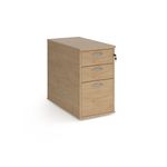 Desk high 3 drawer pedestal with silver handles 800mm deep - Kendal Oak