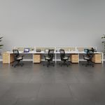 Mobile 2 drawer pedestal with silver handles 600mm deep - grey oak