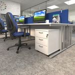 Mobile 2 drawer pedestal with silver handles 600mm deep - Kendal Oak