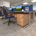 Mobile 3 drawer pedestal with silver handles 600mm deep - beech