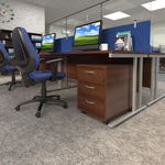 Mobile 3 drawer pedestal with silver handles 600mm deep - walnut