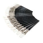 Flat White Nylon Paint Brushes Black Handle (Pack of 30) MJWNF