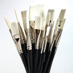 Flat White Nylon Paint Brushes Black Handle (Pack of 30) MJWNF