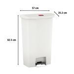 Rubbermaid Slim Jim Pedal Bin Step On Resin 90 Litres White 1883561