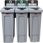 Rubbermaid Slim Jim 3-Stream Recycling Station General Waste/Mixed Recycling/Food Waste 2217670