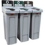 Rubbermaid Slim Jim 3-Stream Recycling Station General Waste/Mixed Recycling/Food Waste 2217670