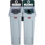 Rubbermaid Slim Jim 2-Stream Recycling Station General Waste/Mixed Recycling 2129601