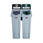 Rubbermaid Slim Jim 2-Stream Recycling Station General Waste/Mixed Recycling 2129601