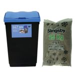 Economy Salt and Grit Bin Kit Black/Blue 47L with 25kg Brown Salt 401296