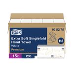 Tork Singlefold Hand Towel H3 White 200 Sheets (15 Pack) 100278