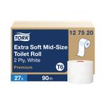 Tork T6 Soft Mid-Size Toilet Roll 2-Ply 90m (Pack of 27) 127520