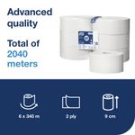 Tork T1 Jumbo Toilet Paper Roll Advanced 2-Ply White 1700 Sheets (Pack of 6) 110246