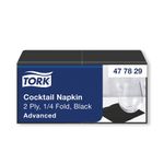 Tork Cocktail Napkins 2-Ply 4 Fold Black Pack of 200 477829