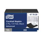 Tork Cocktail Napkins 2-Ply 4 Fold Black Pack of 200 477829