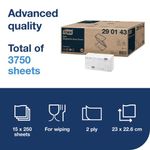 Tork Hand Towel Singlefold 2-Ply White 250 Sheets (Pack of 15) 290143