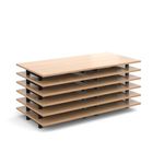 Rectangular folding leg table with black legs and straight foot rails 1800mm x 800mm - beech