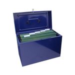 Cathedral Metal File Box Foolscap Home Office Blue HOBL