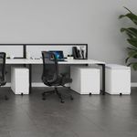 Steel 3 drawer narrow mobile pedestal - silver