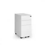 Steel 3 drawer narrow mobile pedestal - white