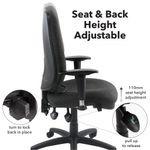 Sofia adjustable lumbar operators chair - charcoal