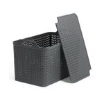 Strata Extra Large Basket with Lid 42L Charcoal Grey XW131-CHA-VW