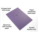 Silvine Recycled Exercise Book Lined with Margin 64 Pages A4 Purple (Pack of 10) EXRE100