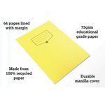 Silvine Recycled Exercise Book Lined with Margin 64 Pages A4 Yellow (Pack of 10) EXRE103
