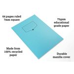 Silvine Recycled Exercise Book 7mm Square 64 Pages A4 Blue (Pack of 10) EXRE104