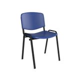 Taurus plastic meeting room stackable chair with no arms - blue with black frame