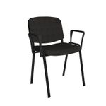 Taurus meeting room stackable chair with black frame and fixed arms - charcoal
