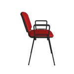 Taurus meeting room stackable chair with black frame and fixed arms - red