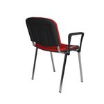 Taurus meeting room stackable chair with chrome frame and fixed arms - red