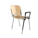 Taurus wooden meeting room stackable chair with fixed arms - beech with chrome frame