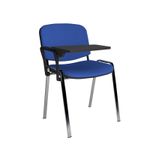 Taurus meeting room chair with chrome frame and writing tablet - blue