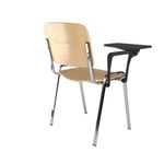 Taurus wooden meeting room chair with writing tablet - beech with chrome frame