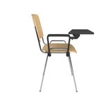 Taurus wooden meeting room chair with writing tablet - beech with chrome frame