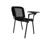 Taurus mesh back meeting room chair with writing tablet - black