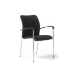 Tori upholstered seat and back, chrome frame stacking chair, arms