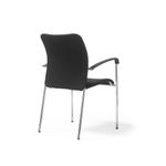 Tori upholstered seat and back, chrome frame stacking chair, arms