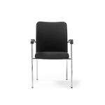Tori upholstered seat and back, chrome frame stacking chair, arms