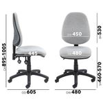 Vantage 100 2 lever PCB operators chair with no arms - Grey