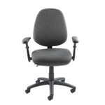 Vantage 100 2 lever PCB operators chair with adjustable arms - charcoal