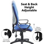 Vantage 200 3 lever asynchro operators chair with fixed arms - blue