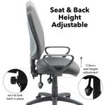 Vantage 200 3 lever asynchro operators chair with fixed arms - charcoal