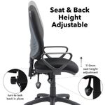 Vantage 200 3 lever asynchro operators chair with fixed arms - black