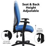 Vantage 200 3 lever asynchro operators chair with adjustable arms - blue