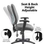 Vantage 200 3 lever asynchro operators chair with adjustable arms - charcoal