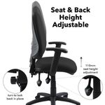 Vantage 200 3 lever asynchro operators chair with adjustable arms - black
