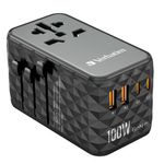 Verbatim UTA-06 GaN III Universal Travel Adapter 2x USB-C PD 100W + QC4+/2x USB-A QC 3.0 Black 32121